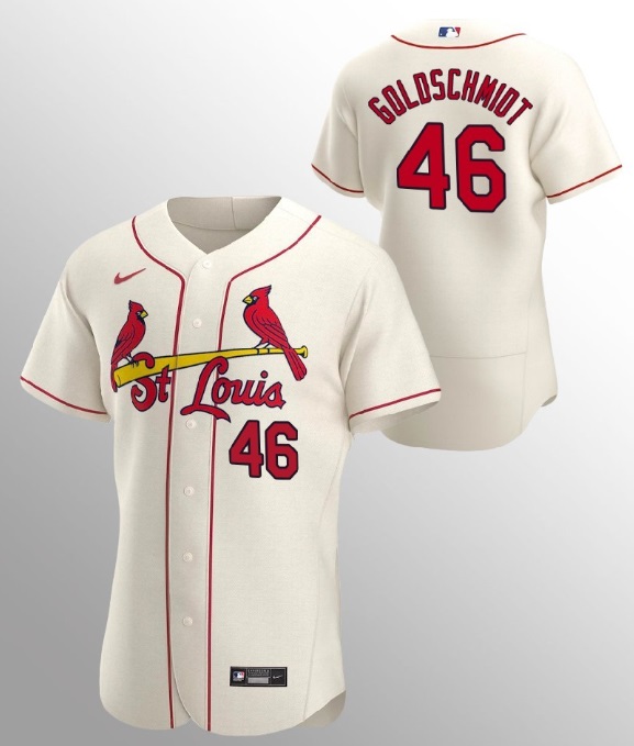 Mens St. Louis Cardinals #46 Paul Goldschmidt Cream Flex Base Stitched MLB Jersey Dzhi